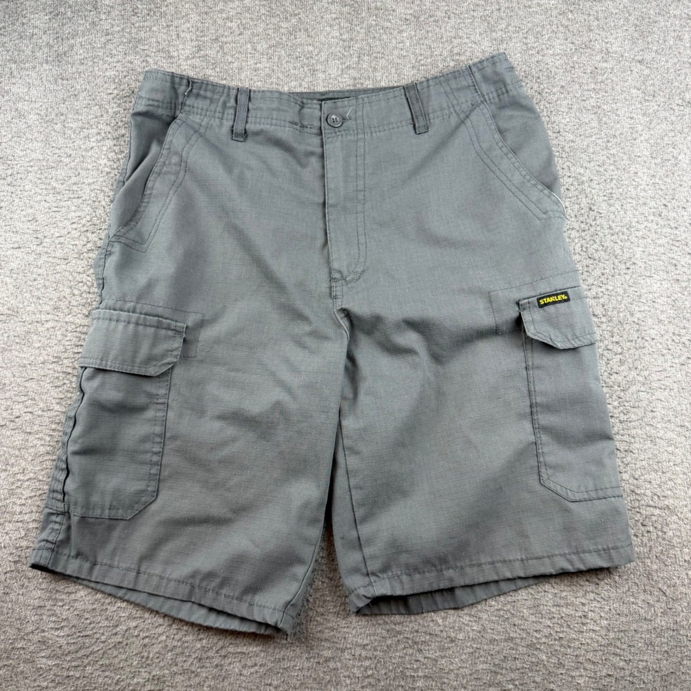 Stanley Cargo Shorts Mens 34 Grey Ripstop Workwear Utility Outdoor Casual